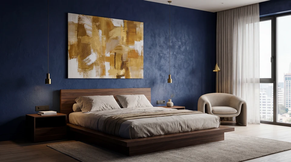 Ouvrier en bâtiment appliquant un enduit sur mur intérieur avec truelle, portant casque orange et combinaison grise